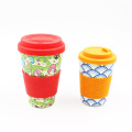 Bamboo fiber coffee mug with lid and sleeve